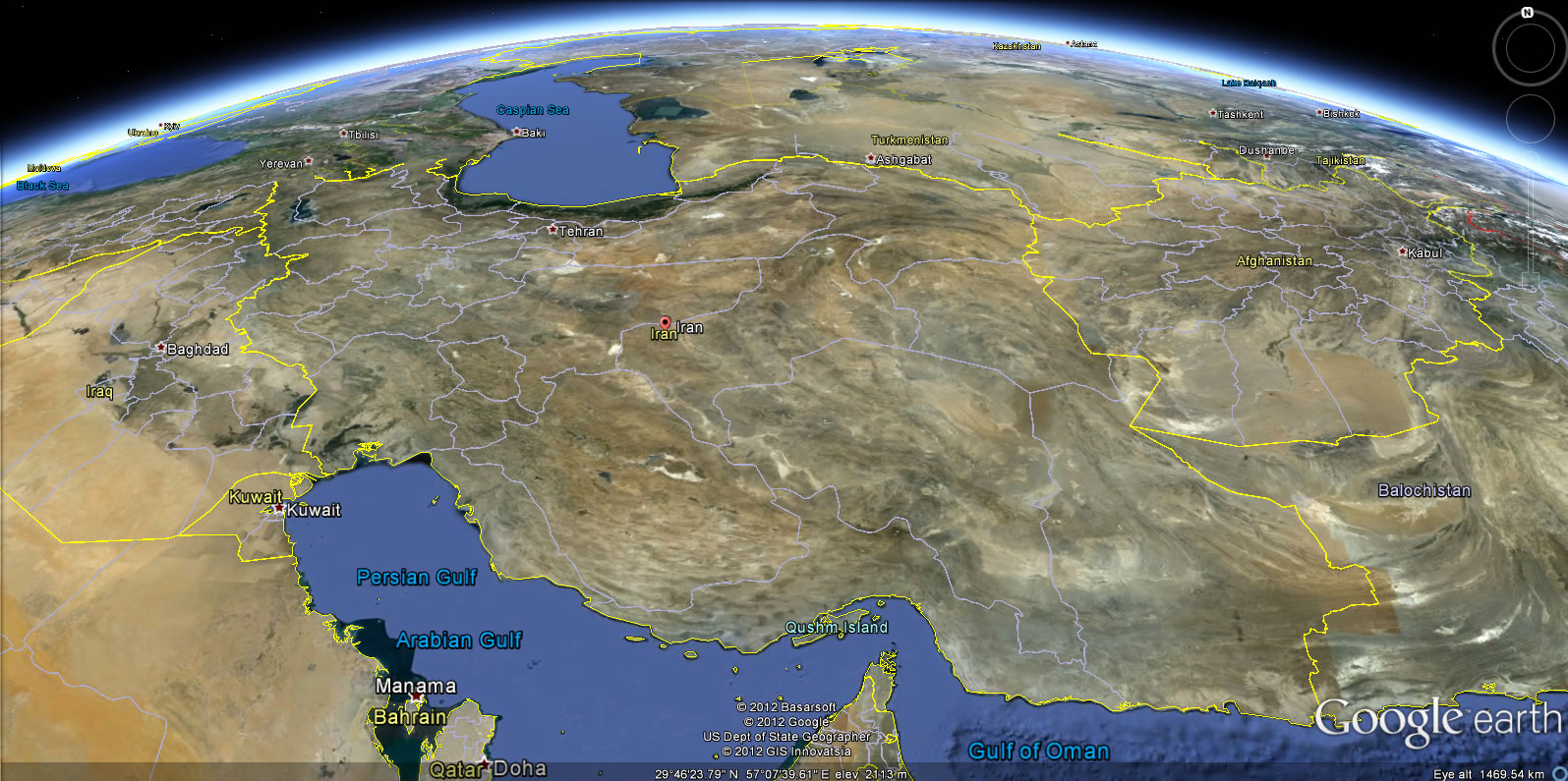 Iran terre carte